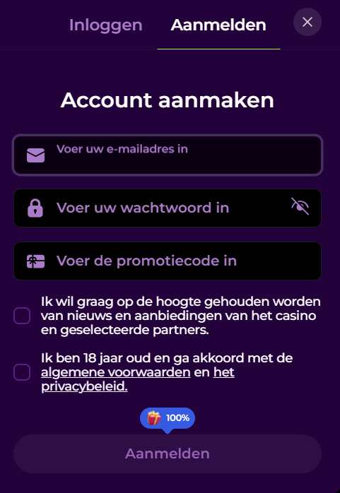 Playzini Casino Hoe meld je je aan